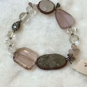 Peyote Bird Free Spirit Chunky Quartz & Druzy Stone Stretch Bracelet Boho Earthy